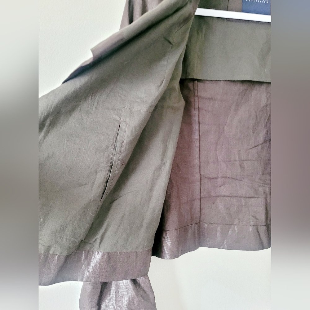 Magaschoni Women's Luxury Linen/Cotton Cropped Jacket Brown Small - Picture 12 of 16